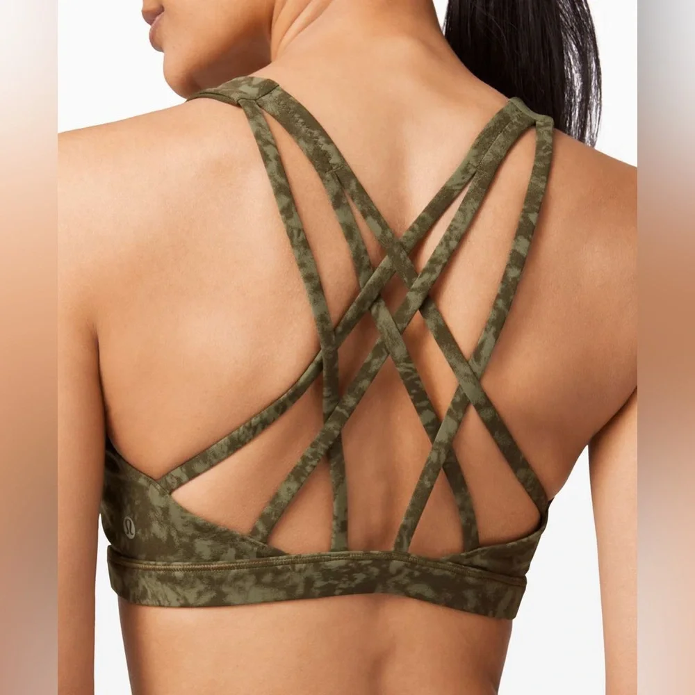 Lululemon Free To Be Serene Bra (Summer Shade Medium Olive Dark Olive) Size 6